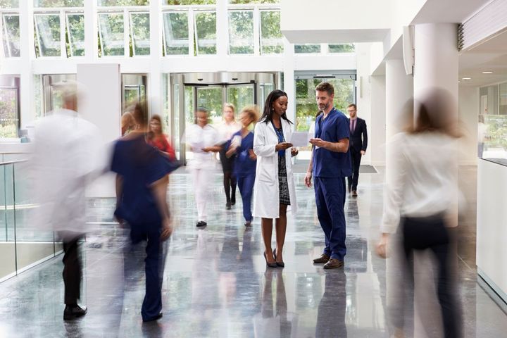 Camera focuses on a nurse and a physician at a critical access hospital.