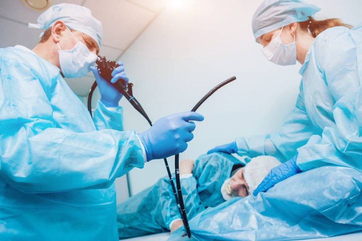 An endoscopy nurse prepares for a procedure.