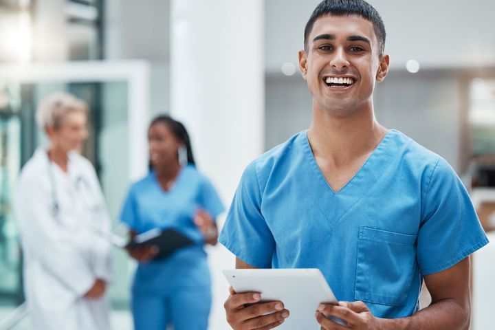 An LPN prepares for his performance evaluation.