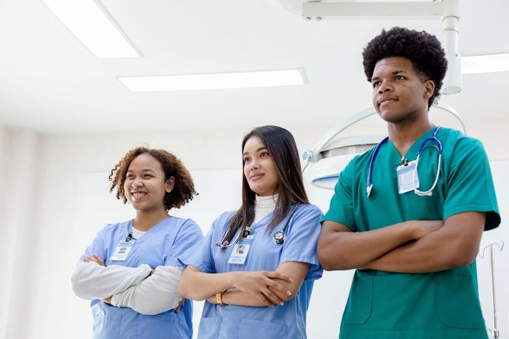 Nursing school students in a row