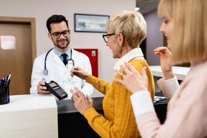 A physician charges a patient for services rendered.