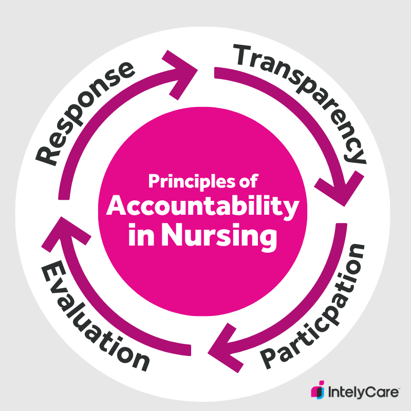 Graphic showing 4 principles of accountability in nursing.