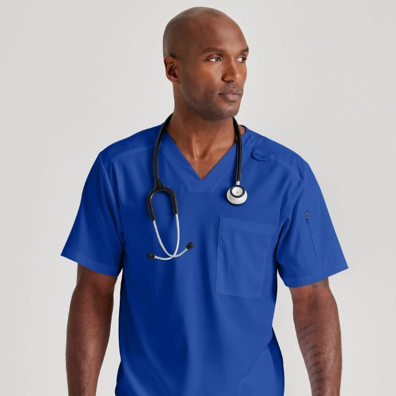 Man in Greys Anatomy scrubs.