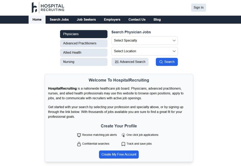 HospitalRecruiting Home Page Image