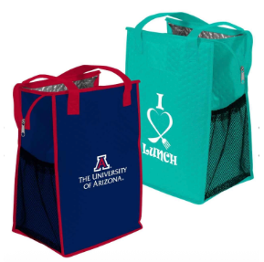Cooler bags with name of healthcare facility printed on them.
