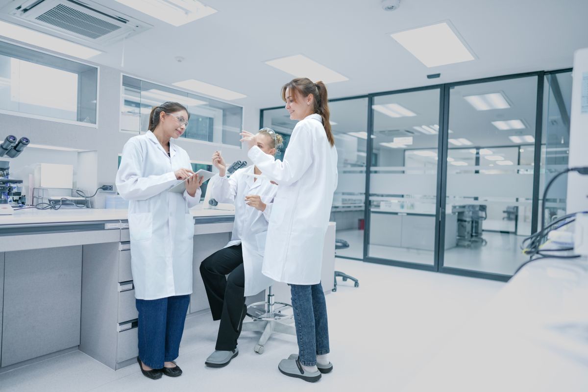 Hospital workers conduct a healthcare audit.