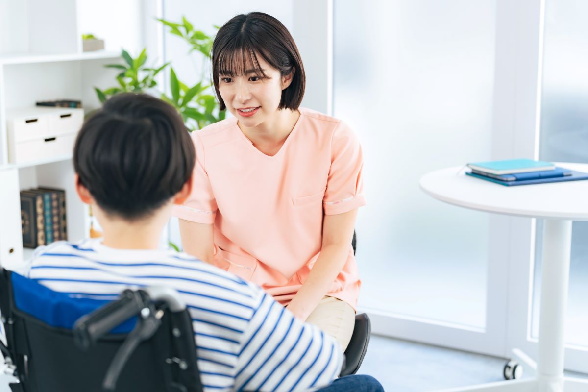 School nurse examines student patient