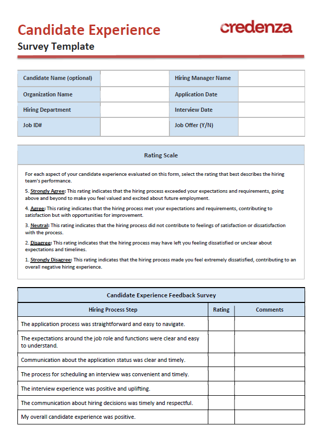 Download Candidate Experience Survey Form Template