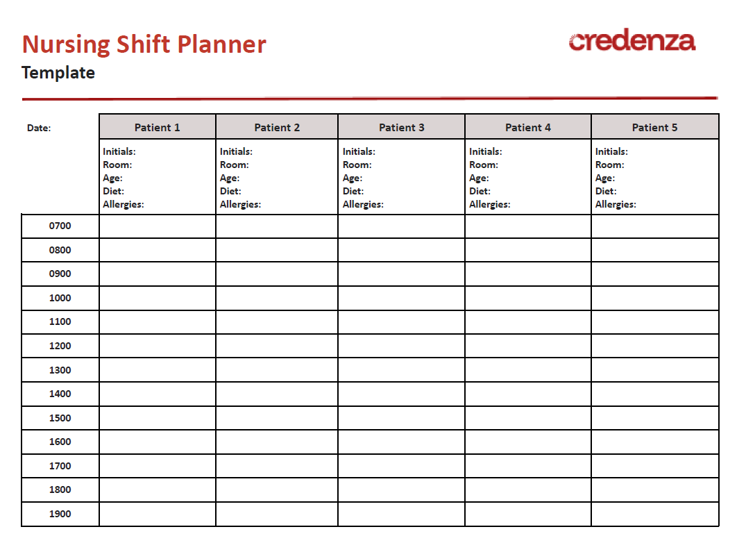 Download Nursing Shift Planner Template