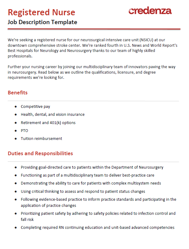 Download Registered Nurse Job Description Template