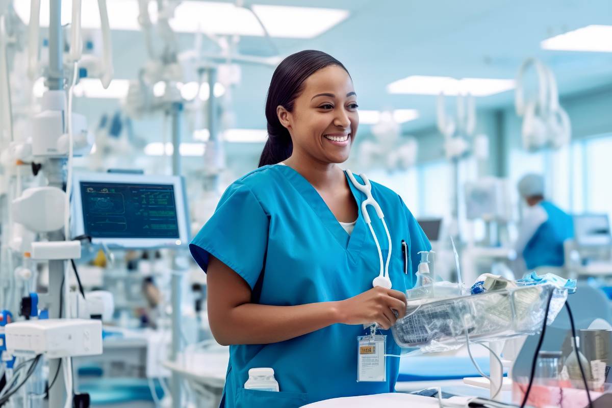 A nurse uses her trauma nurse resume skills at work.